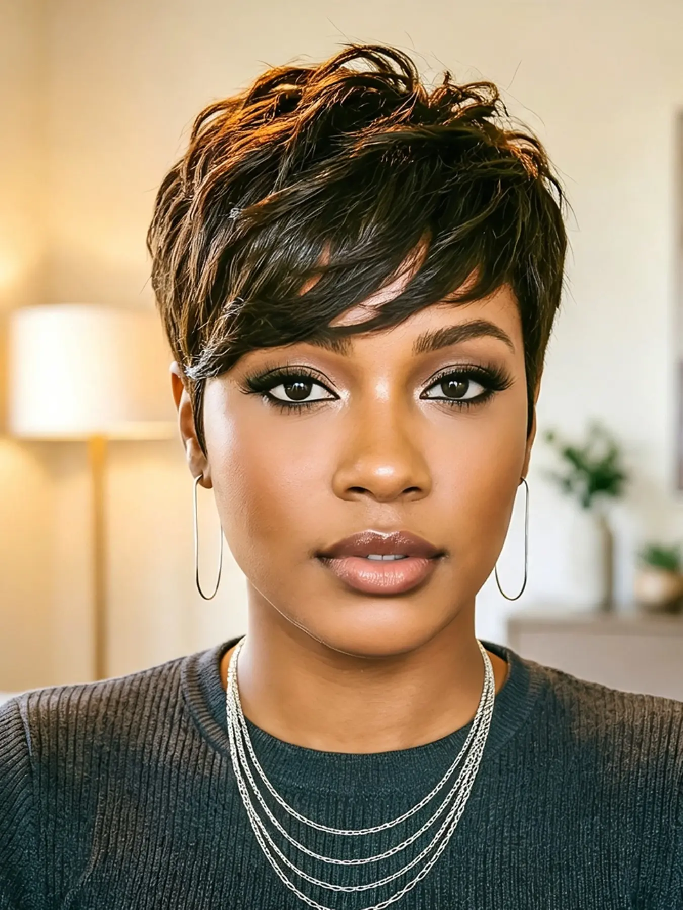 Pixie Cut Short Human Hair Wig For Women, Brazilian Full Machine Made Wig, Beginner Friendly Daily Party Wear