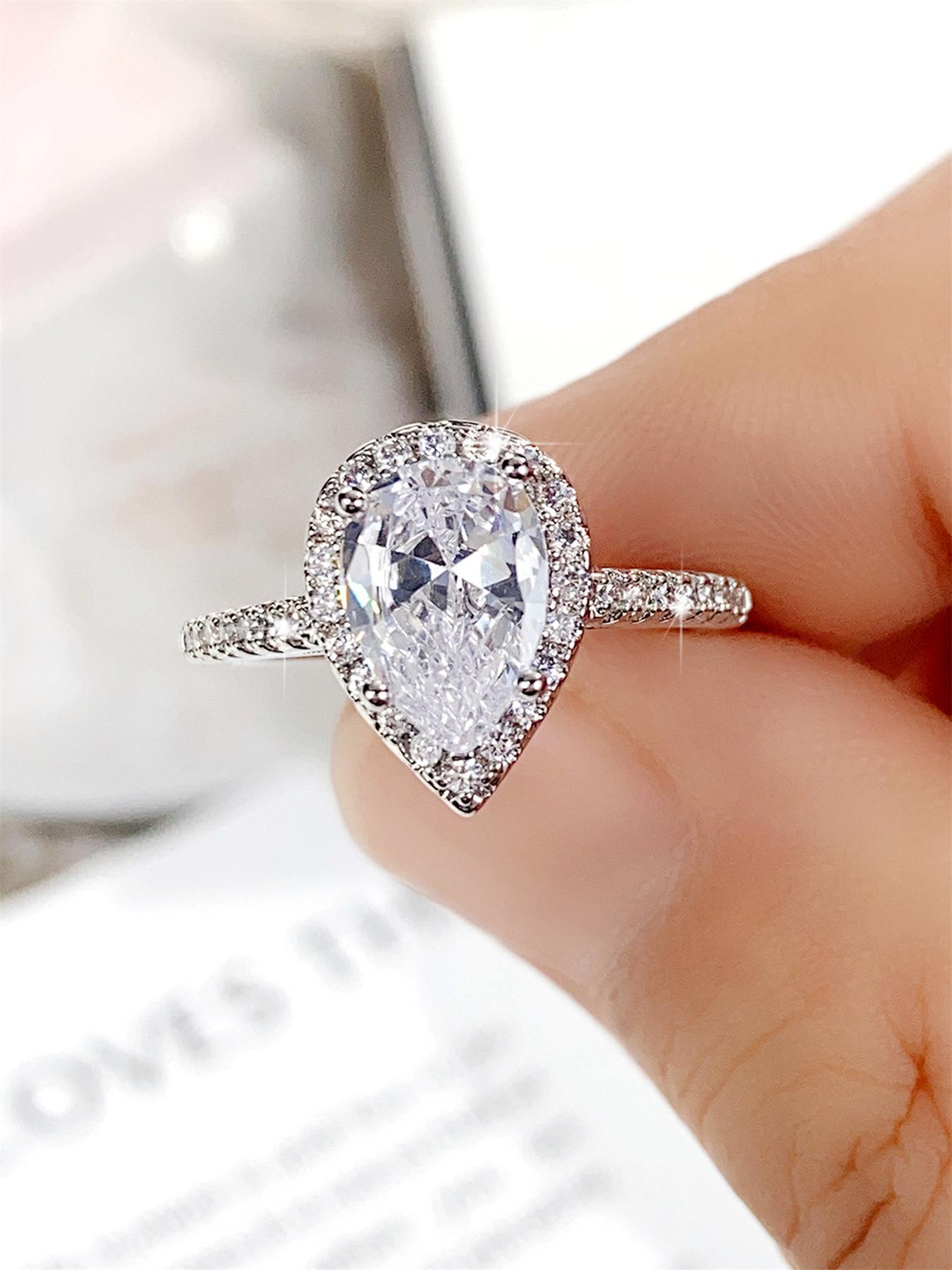 Elegant Water Drop Shaped Rhinestone Decorated Marquise Cut Ring Perfect As Gift, Fashion Accessories for Wedding Party, Engagement Gift for Women, Statement Ring, Maximalist Jewelry, Jewelry Rings, Jewelry Gifts