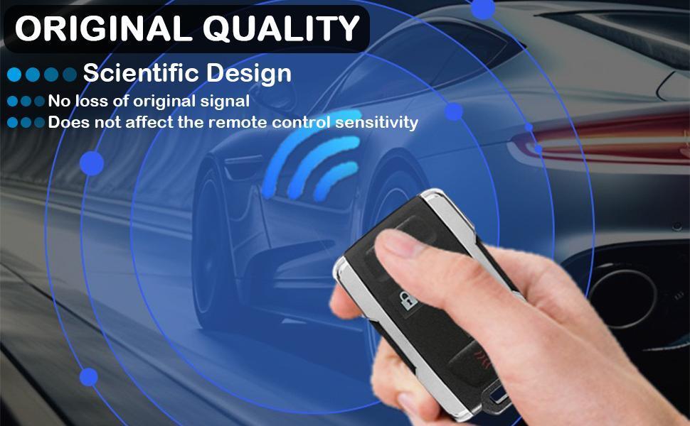 WOAOW Automotive 4-Button Keyless Entry Remote Key Fob Shell Replacement - TikTok-Fulfilled 3-Day Fast Shipping - Fits Chevy Silverado/Colorado, GMC Sierra 1500/2500/3500 HD/Canyon (2014-2021) - OEM Part M3N-32337100, Chevy/Gmc, Abs+Zinc