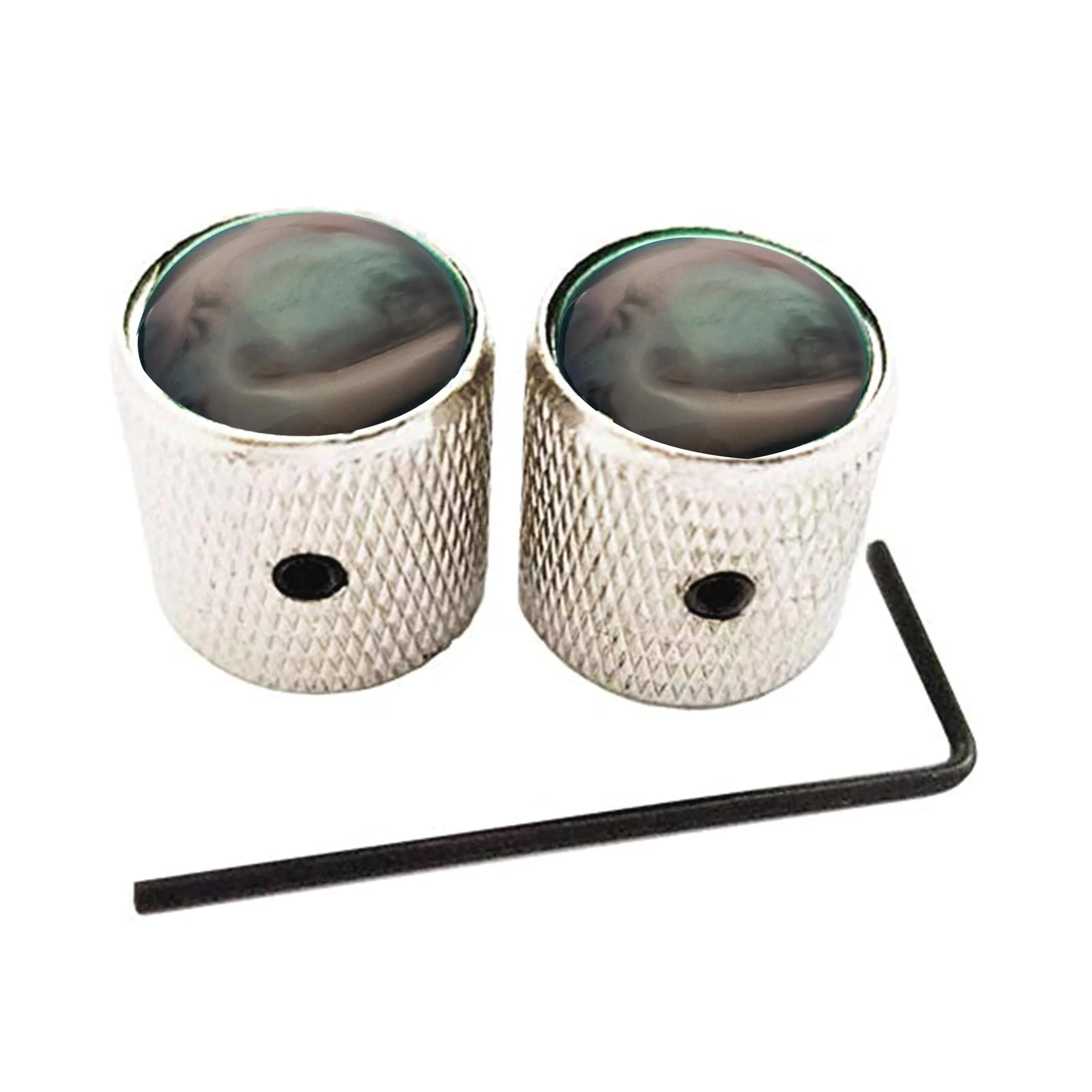 Nobranded HengYee Knurled Chrome Silver Metal Guitar Tone or Volume Control Knobs Dome Style Compatible with Tele Telecaster Style Electric Guitar or Bass Set of 2Pcs.
