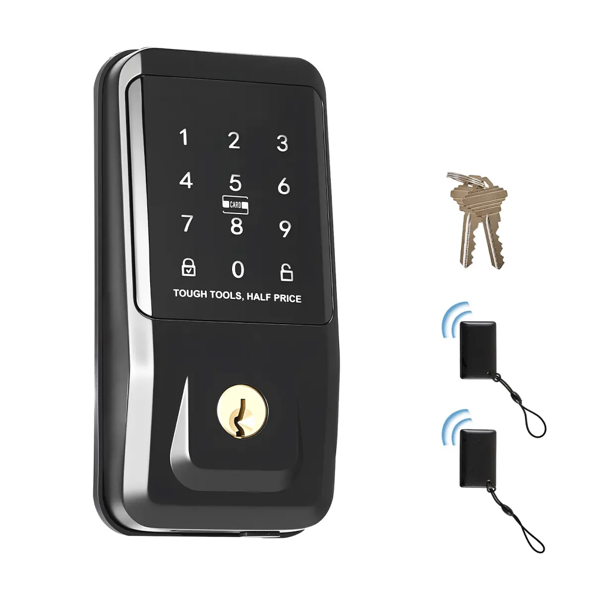 Keyless Entry Door Lock, Touchpad Electronic Deadbolt with IC Card, Customizable User Codes, Keyed Entry, Auto Lock, Anti-Peeking Password, Backlit, Easy Installation, for Home, Matte Black