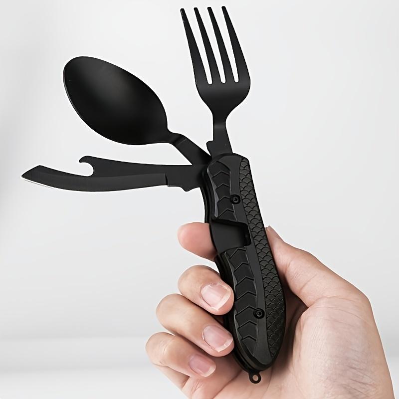 Stainless Steel Multifunctional Camping Knife, Fork And Spoon Removable Folding Knife, Fork And Spoon Set Convenient Outdoor Cutlery