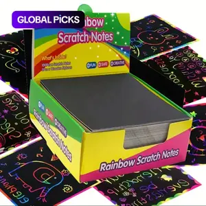 Magic Scratch Paper, Scratch Pad, 100pcs/box Funny Creative Rainbow Scratch Papers with 2 Wooden Styluses, DIY Party Supplies for Birthday Parties, Office, Dormitory and School #GLOBAL PICKS