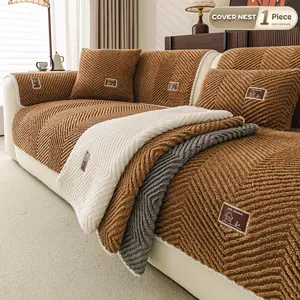 Premium Plush Washable Couch Covers for Sofa, Pet Friendly Non Slip Sofa Cover, 1 Piece Soft Herringbone Texture Sofa Protector Pad for Dogs & Cats, Multi Color Available, Furniture Cover for Living Room Bedroom, Fits 2 3 4 Seater Sofas