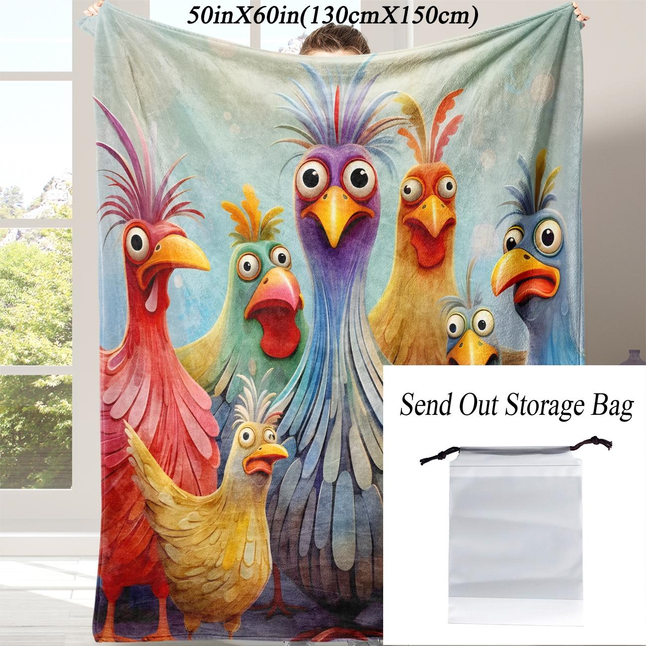 Cute Chicken Pattern Fleece Blanket, 1 Count Soft Comfortable Throw Blanket, Warm Nap Blanket for Home Office Travel Camping, Soft Comfy Blanket