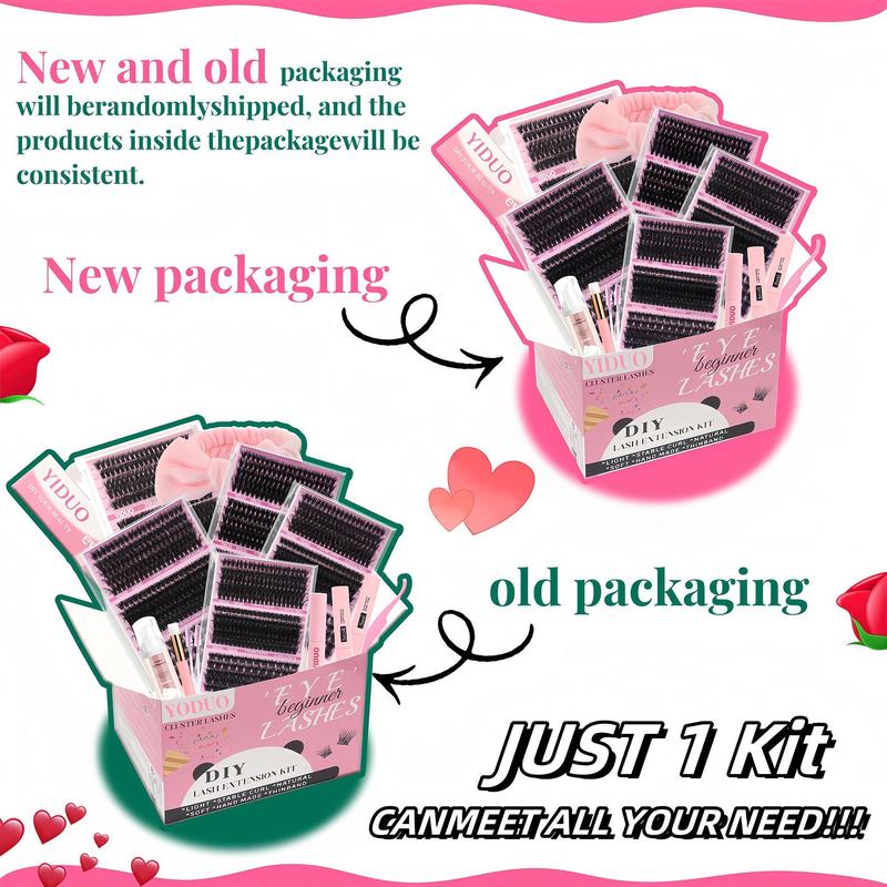 Natural Eyelash Extensions Kit, 1 Set Mixed Length Eyelash Clusters, Self Grafting Curl Eyelashes, Diy False Eyelashes, Professional Eye Makeup Accessories for Women, Makeup Products