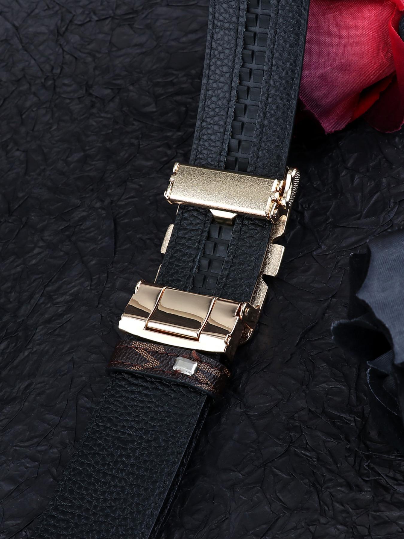 Men's Business Fashion Letter R Design Leather Belts, Casual Waistband for Jeans Trousers, Trendy All-match & Exquisite Belt for Birthday Gift