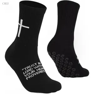 3-Pair Unisex Cotton Athletic Grip Socks for Adults, Solid Color Breathable and Durable with Cushioning for Football Training