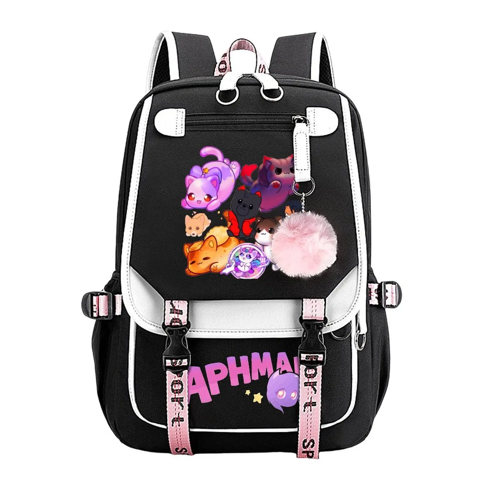 Aphmau Cat！ Print Backpack for Boys & Girls, Teen Student School Bag, Large Capacity Backpack,  Water-Resistant Durable Design, Multi-Pocket Organizer, Perfect Birthday & Holiday Gift 11.4” × 18.1”