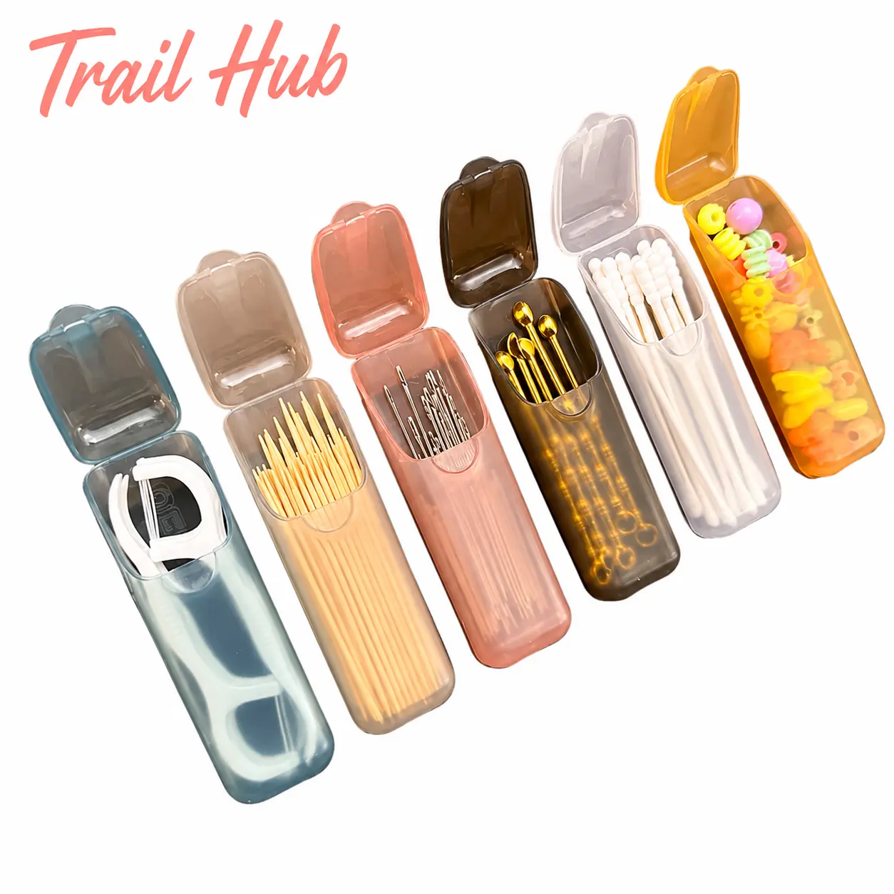 6-Pack Translucent PP Plastic Dental Floss & Toothpick Dispenser, Lightweight Compact Stackable Dustproof Storage Bins, Easy-Access Organizer for Travel, Home/Office Oral Care (for Travel Users)