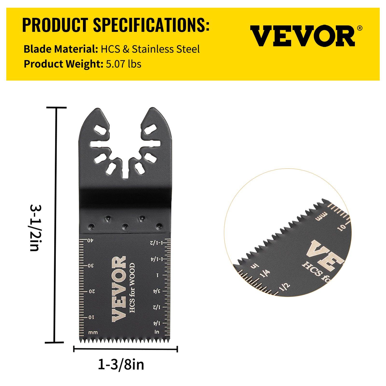 VEVOR 100PCS Oscillating Saw Blades, Quick Release Multitool Blades Kit, HCS Tool Blades for Wood Plastic, Compatible with Dewalt Dremel Fein Worx Bosch Makita Milwaukee VEVOR 100PCS Oscillating Saw Blades, Quick Release Multitool Blades Kit, HCS Tool Blades for Wood Plastic, Compatible with Dewalt Dremel Fein Worx Bosch Makita Milwaukee