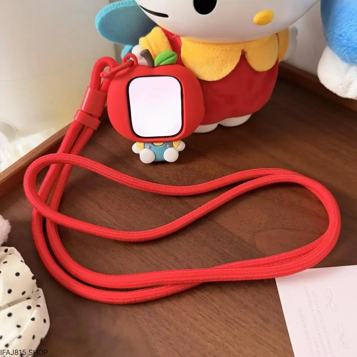 Kawaii 3D Apple Watch Case, Cute Cartoon Silicone Protective Cover with Lanyard, Shockproof Full Coverage Watch Protector Compatible with Apple Watch Ultra and Series 10 9 8 7 SE, Fun Everyday Accessory for Women and Girls
