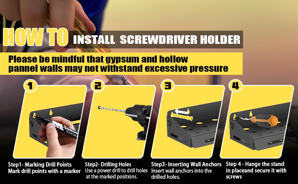 Screwdriver Organizer Wall, Screwdriver Holder Rack Tool for Workshop, Shed,, Home, Stores up to 29 Screwdrivers or Small