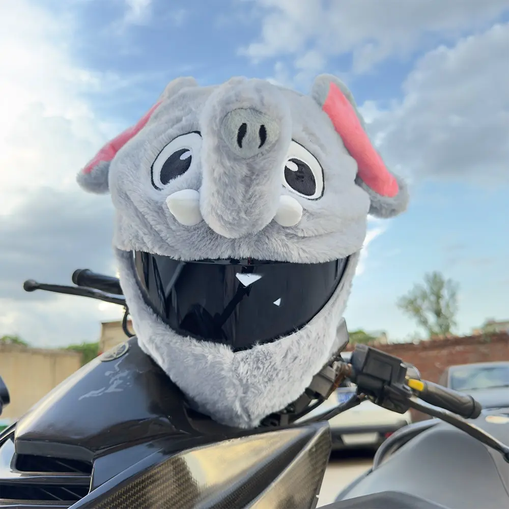 Cute Elephant Plush Helmet Cover, Dumbo Design Riding Helmet Shell, Universal Full Helmet Customization Decorative Helmet Case