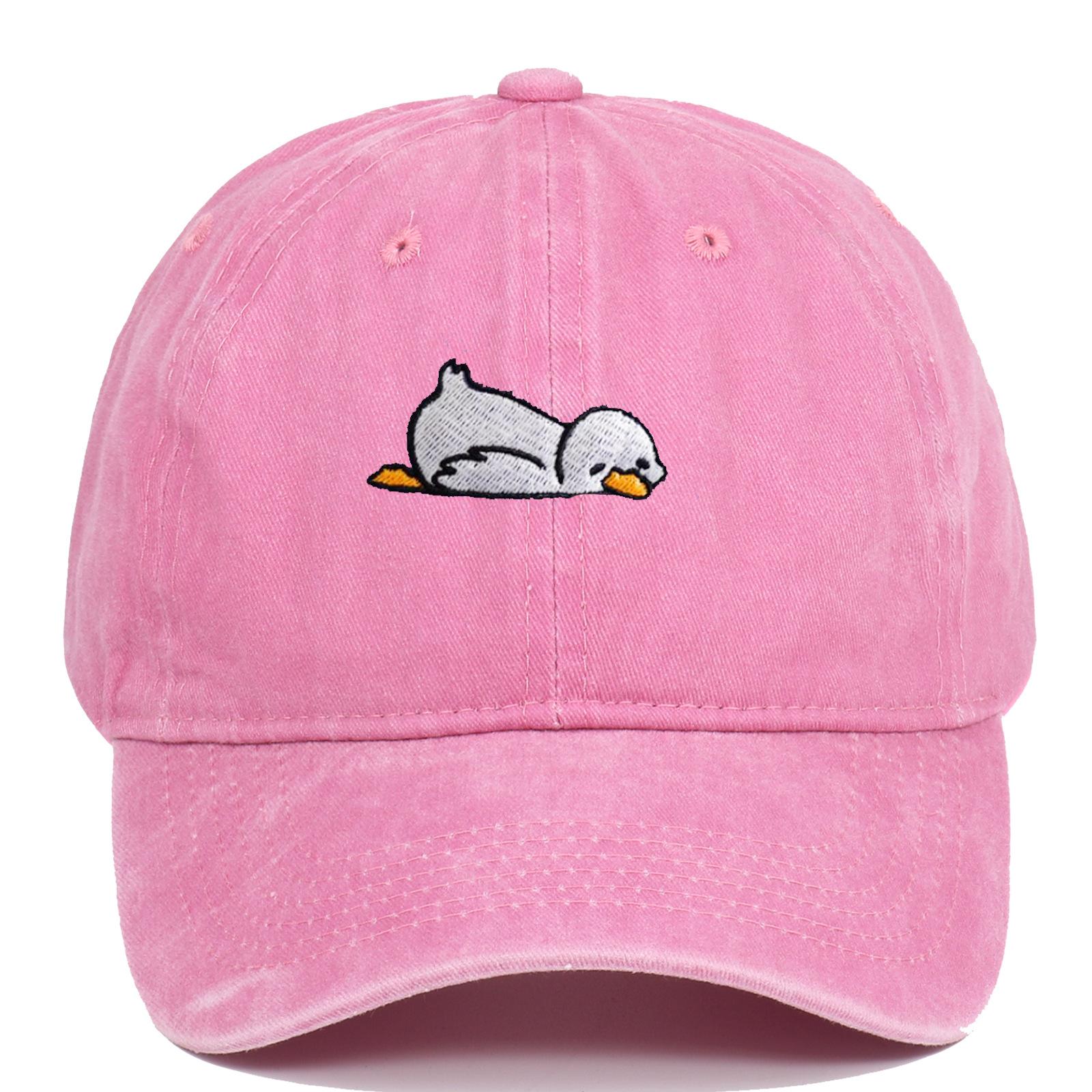 Cartoon Duck Washed Denim Baseball Cap for Women, Spring and Summer, Face-Slimming, Wide Brim, Deep Crown, Versatile Duckbill Cap