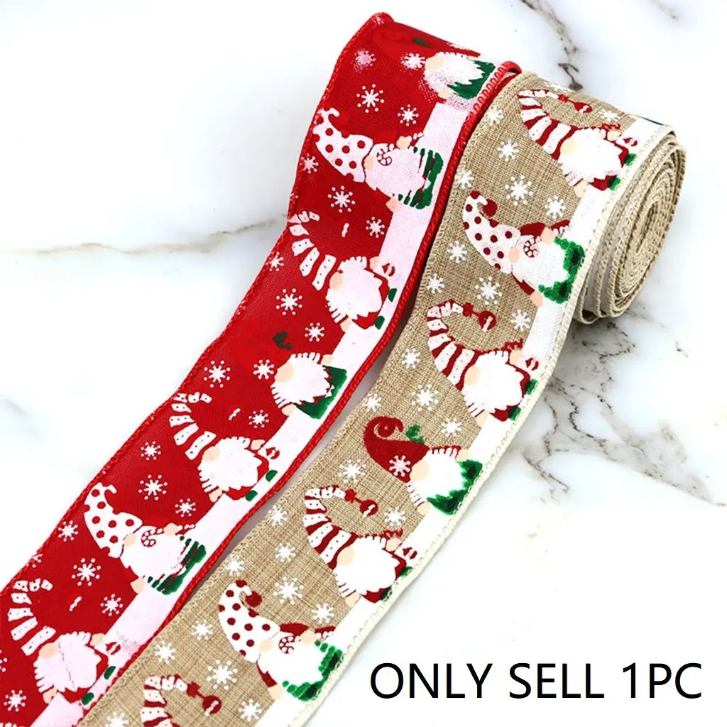 5m Santa Claus Head Pattern Ribbon, Wide Gift Packaging, Christmas Decoration, DIY Material, 5cm Width, Perfect for Festive Wrapping