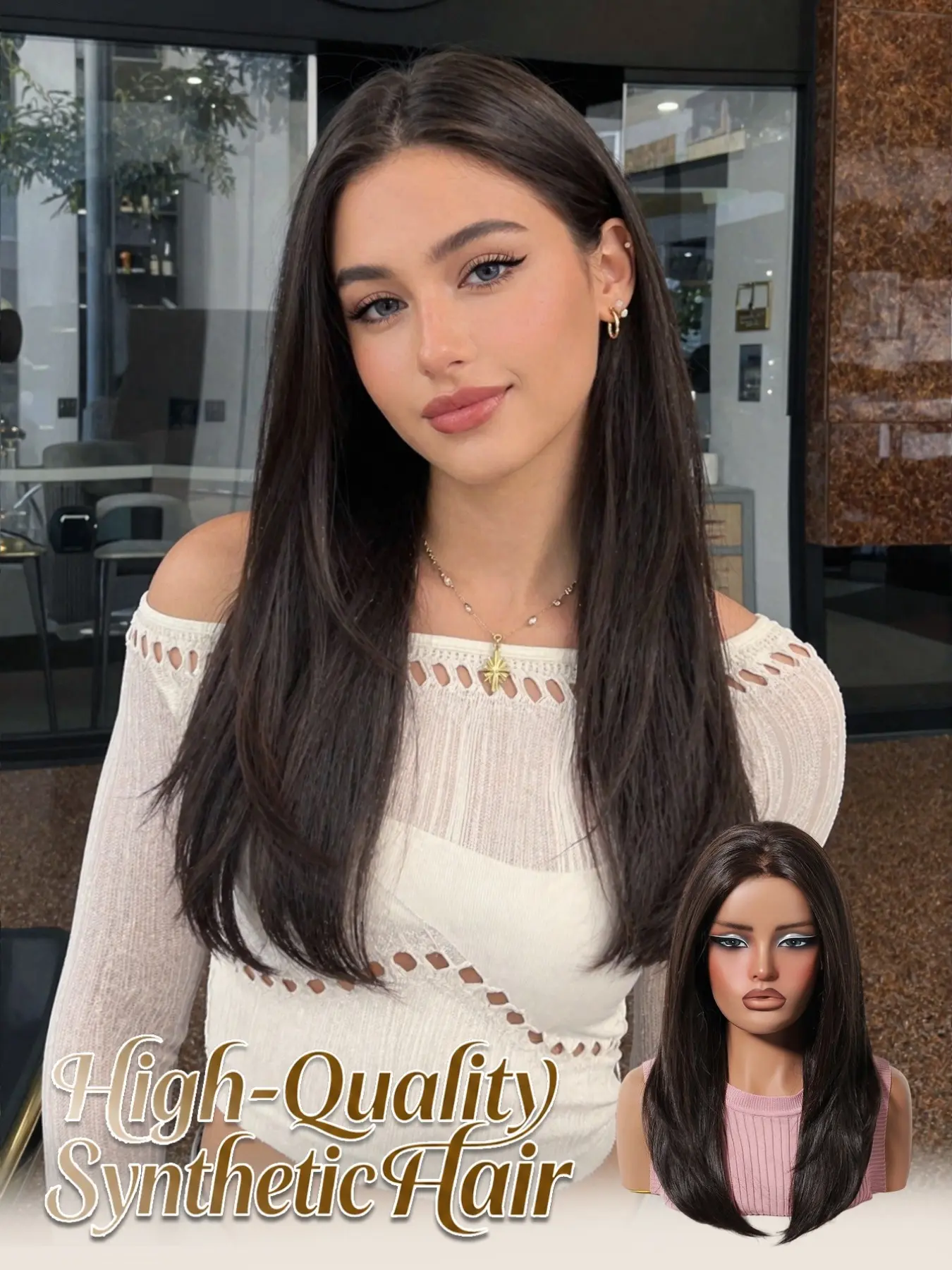 Topshe 13*6 Lace Front Wig, Free Parting, Gradient Medium-Length, Natural Scalp, Futura Fiber, No Maintenance, Versatile Styling