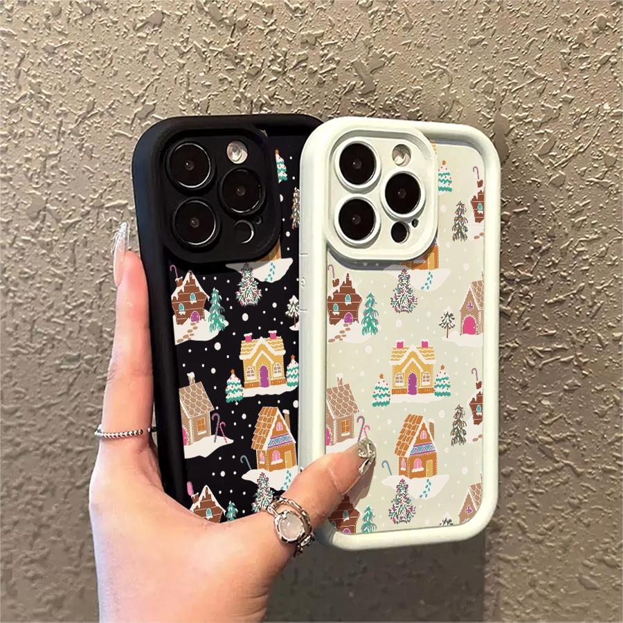 Christmas Gingerbread Houses Phone Case Suitable for Apple iPhone 17 E Air Pro ProMax iPhone16 15 14 Plus 13 12 Mini 11 X XS XR Shock Proof All Inclusive Lens Protection Girlish Style Cute Can Be Given to Friends