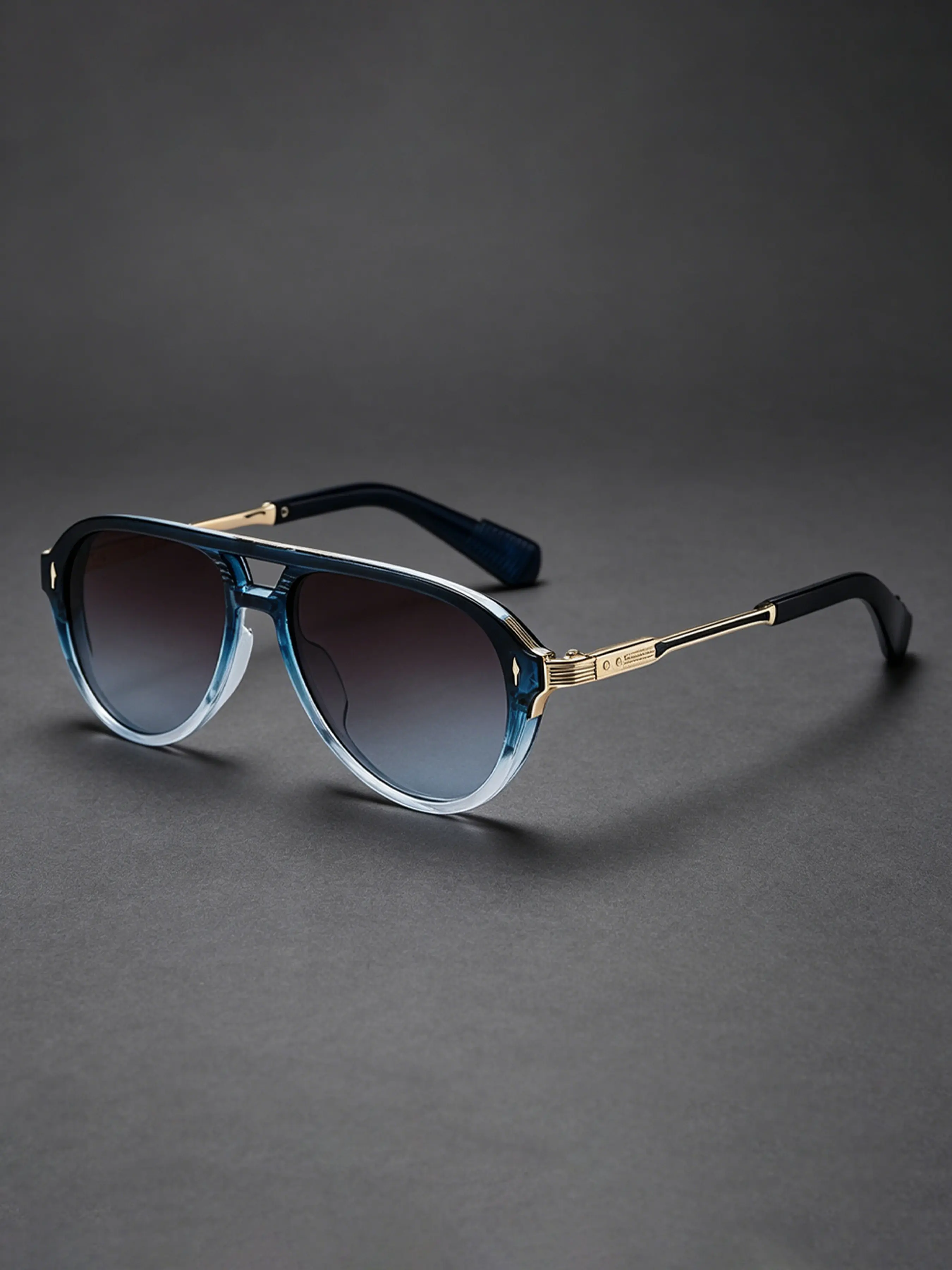 Ins Style Double Bridge Aviator Sunglasses Metal Spliced ​​temples Men and Women Anti UV Daily Travel Glasses