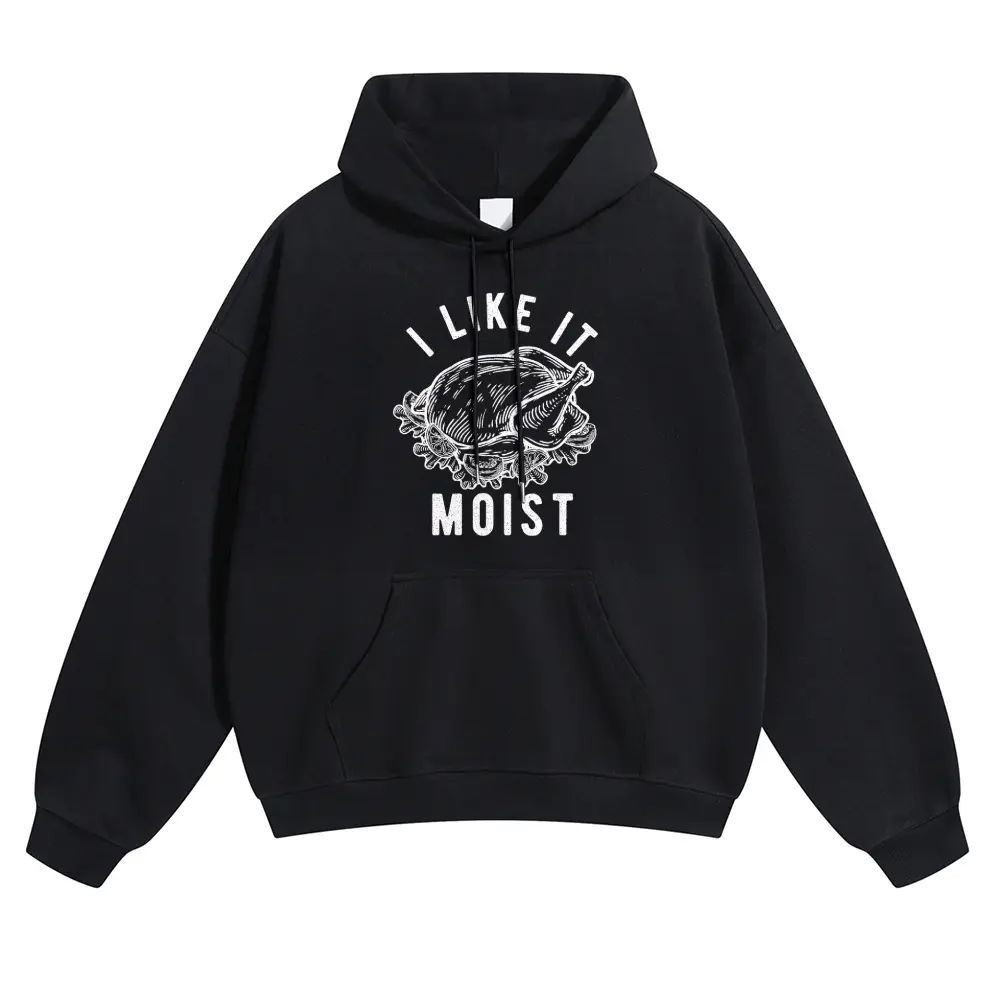 Washed Vintage Hoodie | "I LIKE IT MOIST" Funny Turkey | Oversized Sweatshirt for Men/Women | Retro Thanksgiving Gag Gift