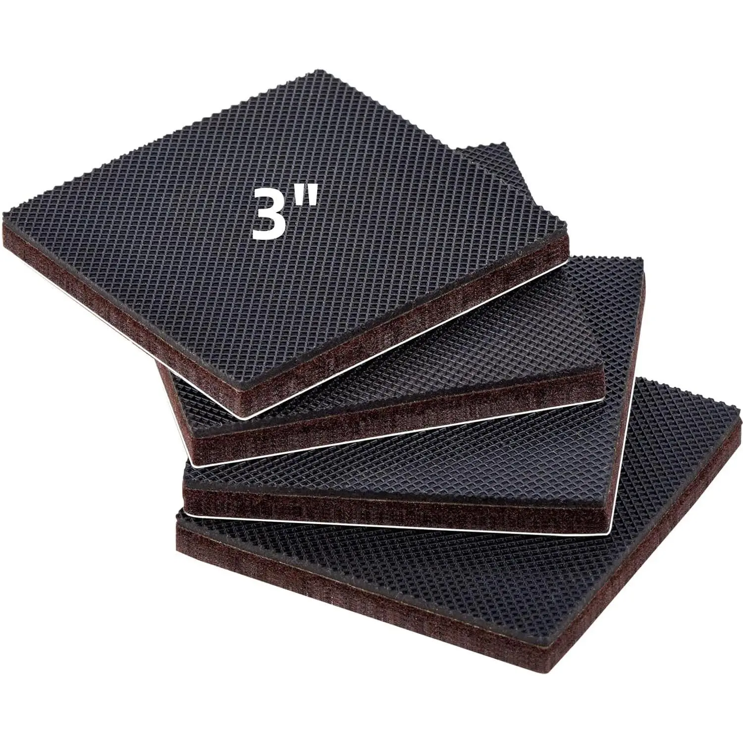 Anti Slip Furniture Rubber Pads 4 count 3" Square Non Slip Furniture Pads Hardwood Sofa Bed Stopper Self Adhesive Non Skid 7mm Thick Furniture Protector for Hardwood Floor