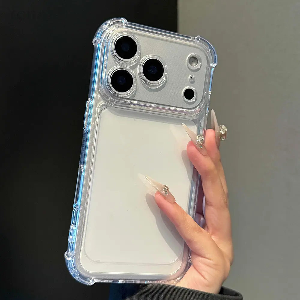 Luxury Hybrid Case For iPhone 17 16 15 14 13 12  Pro Max  Shockproof Clear Cover with Hard PC Back and Soft Silicone Edge