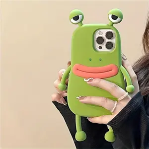 Phone case: Cute Funny 3D Big Eyes Frog Case for iPhone 15 14 13 12 11 Pro Max Lovely Protective Shockproof Soft Cover
