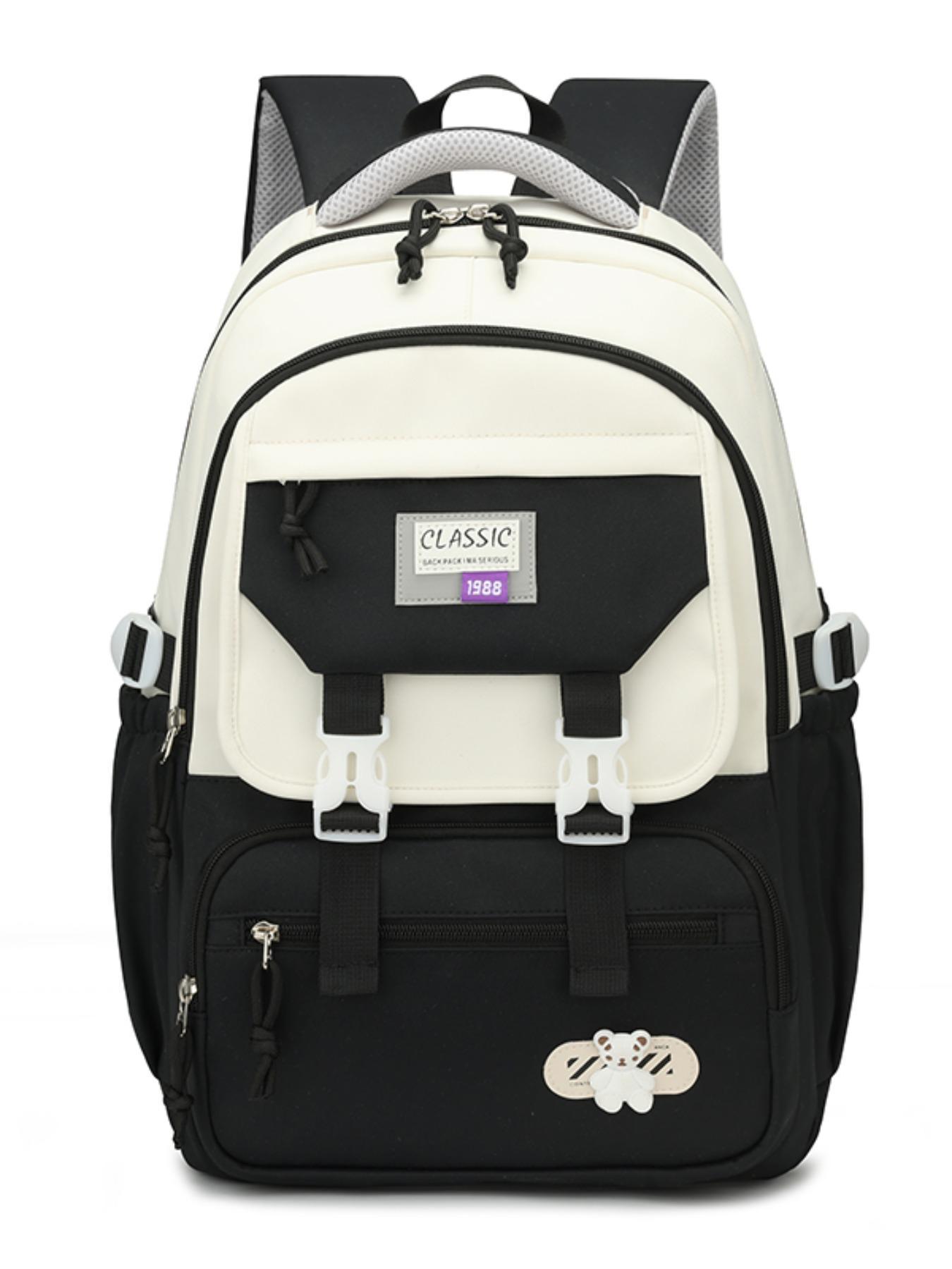 Colorblock Large Capacity Backpack, Casual Minimalist School Backpack for Women & Men, Fashionable Backpack for Daily Use for Boys & Girls