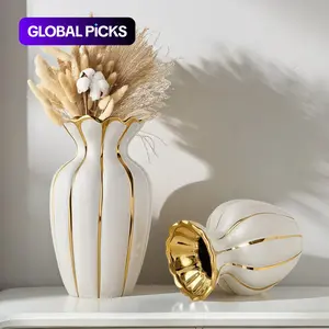 Ceramic Flower Vase Nordic Style, Home Decorative Vase, Elegant Home Decor for Living Room & Office Desk, Perfect for Fresh & Dried Flowers #TOP PICKS