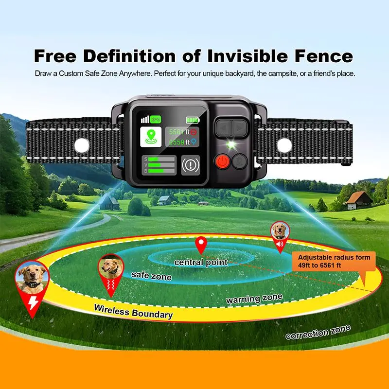 2026 GPS Dog Fence Wireless System, 49FT to 6561FT Adjustable Radius, Waterproof Pet Containment Collar for Safe Outdoor Playtime GPS Wireless Dog Fence Collar 2026,  Adjustable Boundary, Accurate Positioning System to Keep Your Dog Protected Outdoors