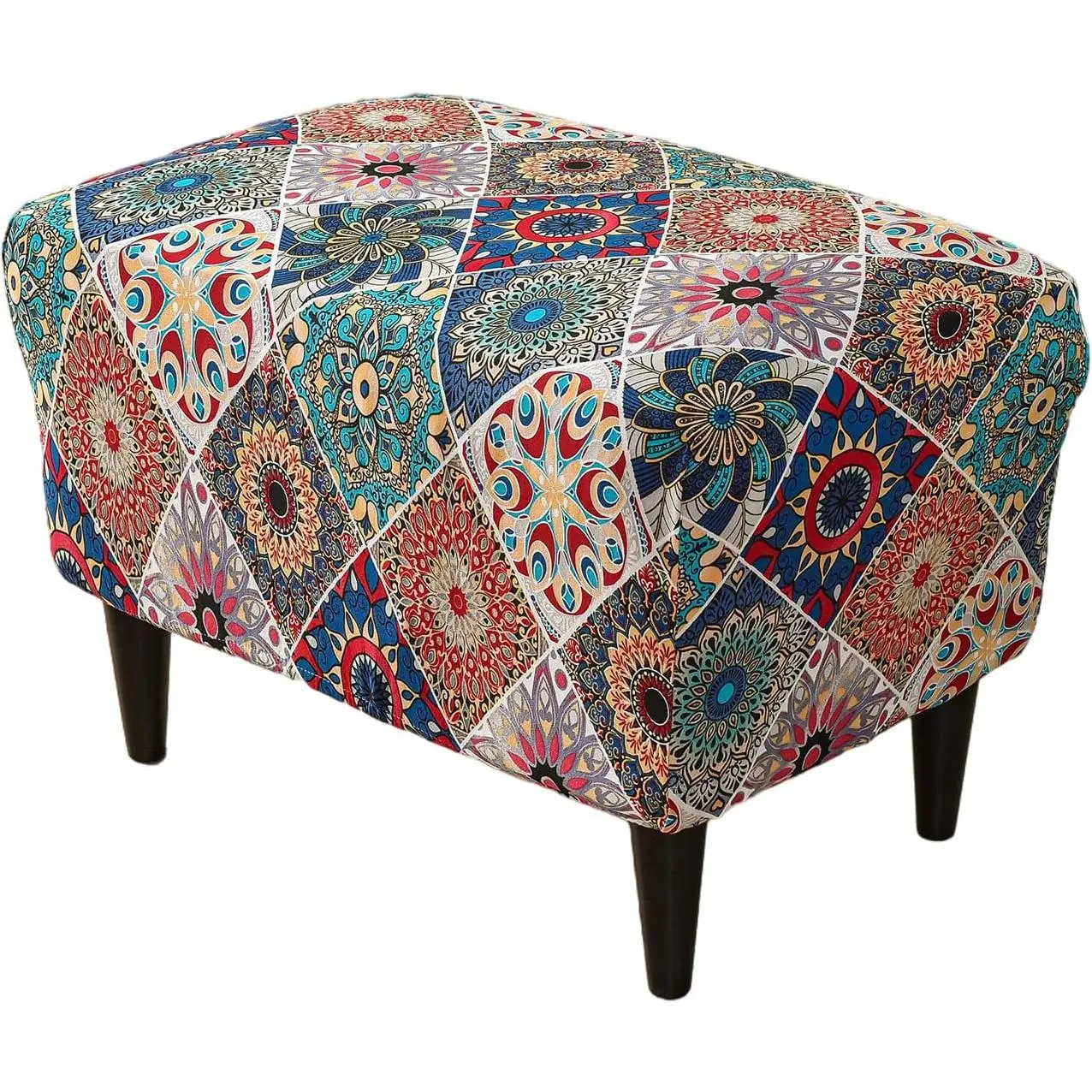 Stretch Ottoman Cover Rectangular Ottoman Slipcover Footrest Stool Covers Ottoman Slipcovers for Foot Stool with Nonslip Elastic Bottom (13,Large)