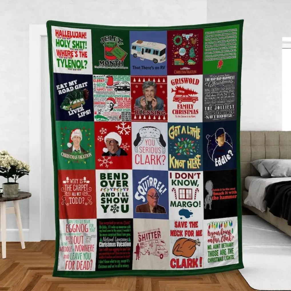 Christmas Vacation Griswold Family Fleece Throw Blanket, cooling blankets cooling blanket blankets quince bedding, Premium Super Soft Mink Sherpa Blanket Multiple Sizes Sofa Bedroom Decor Holiday Gift For Movie Fans