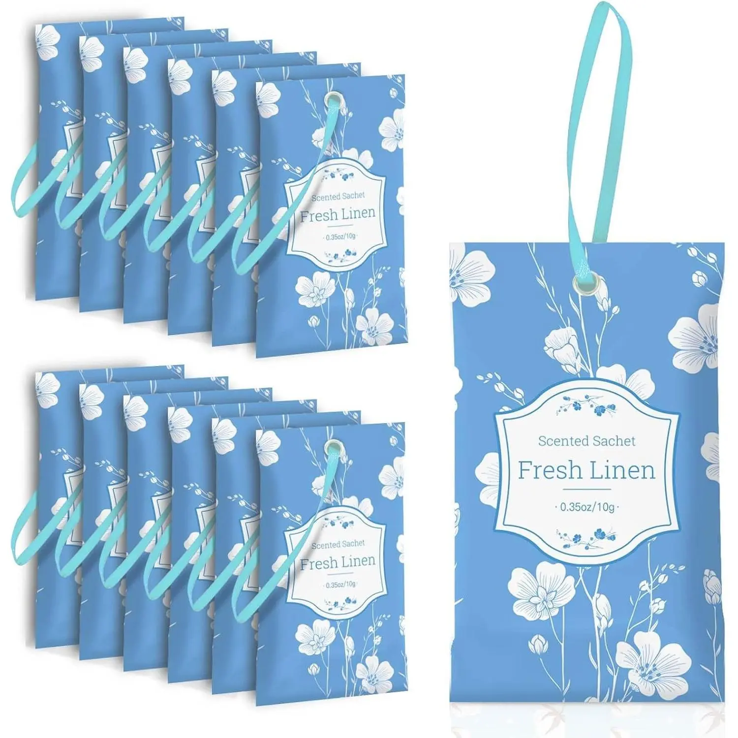 Scented Sachets for Drawers and Closets, Fresh Linen Scent 14 Pack, Sachets Bags, Closet Freshener Sachet for Wardrobe, Cupboard, Luggage, Handbag, Suitcases