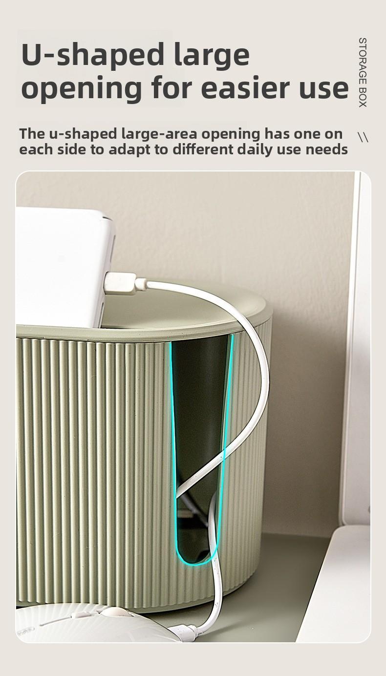 Household cable and power strip storage box, multi-functional organizer with card slot for data cables and power strips