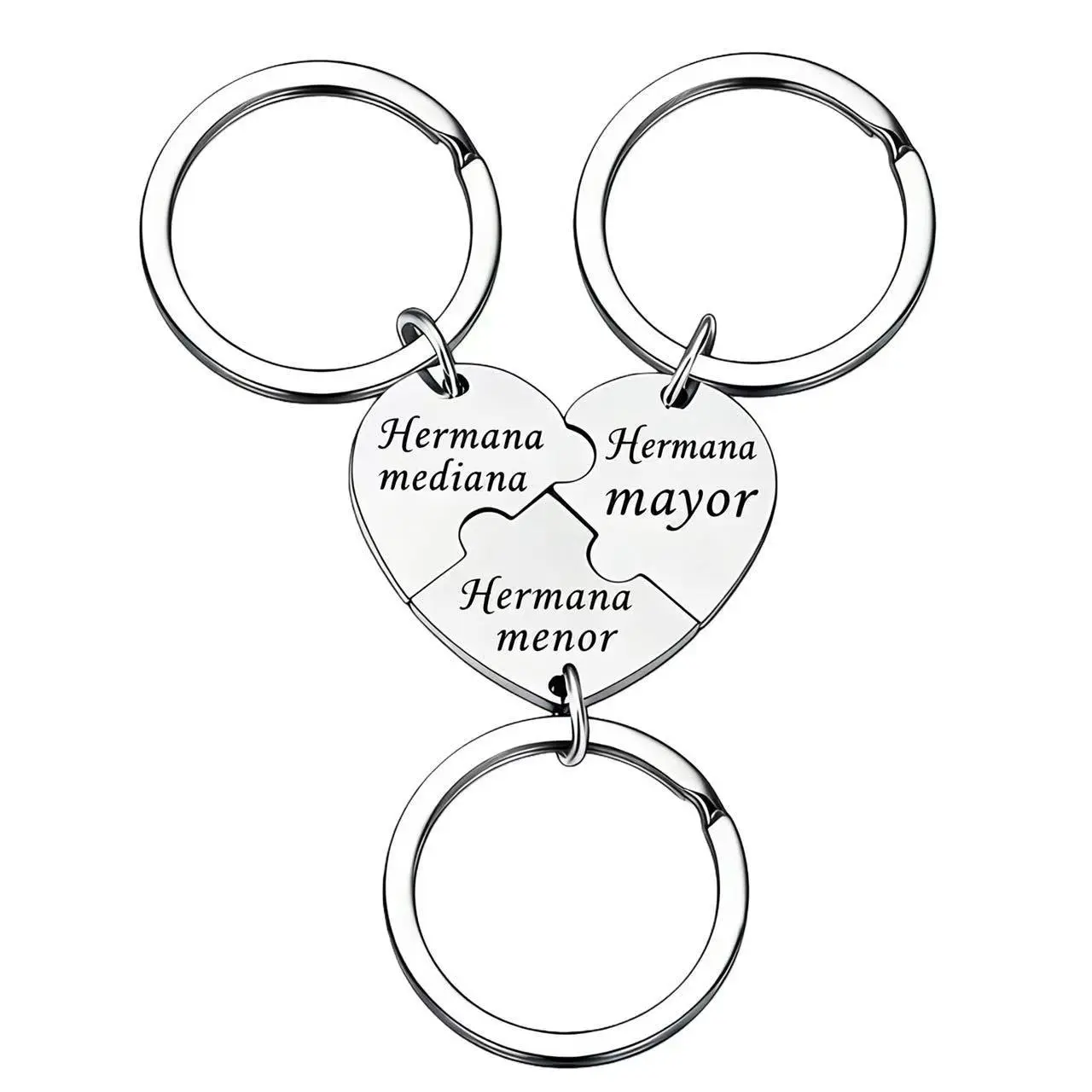 Good Friends Family Gift Heart-Shaped Three-Piece Keychain Set DDQX0022 Sister Heart-Shaped Interlocking Keychain