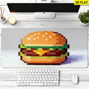 Extra Large Pixel Art Burger Mouse Pad, 27.5*11.8 inches(70x30cm) 3D Banana Design, Non-Slip Rubber Base, Lock Edge, Washable Multi-Size Computer Desk Pad for Gamers, Office Desktop Decoration & Protection, Premium Gift