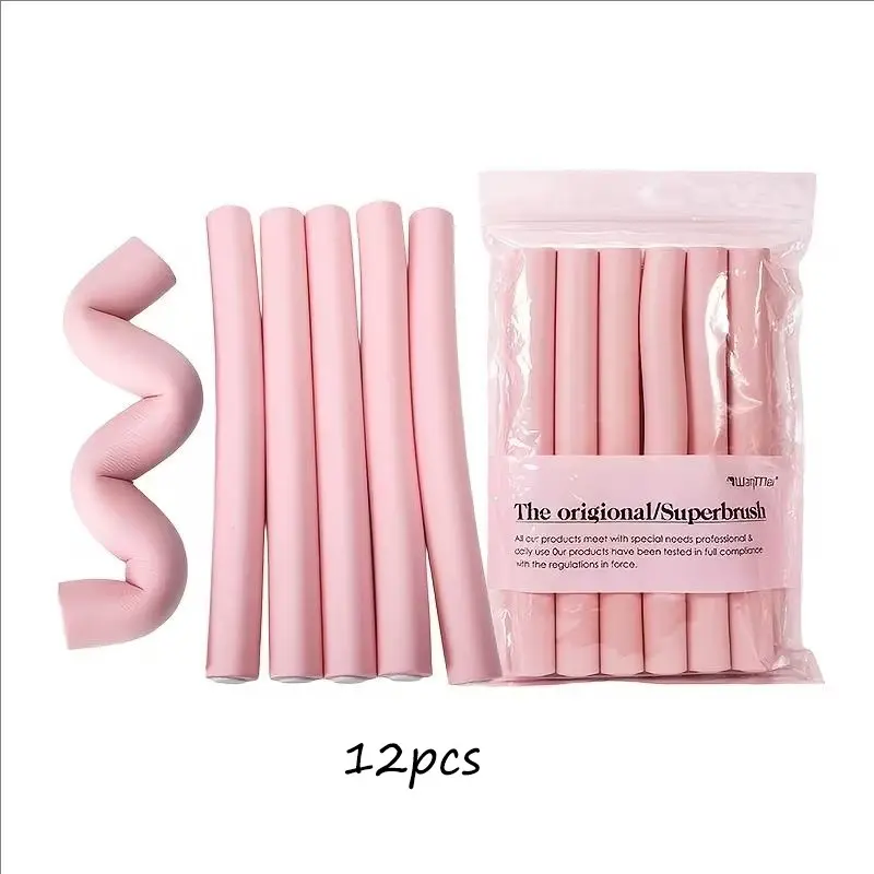 12pcs Manual Curling Wands, Flexible Foam Hair Rollers, No Heat Damage, Lazy Person's Sponge Curler, Sleep Styling Large Waves Tool