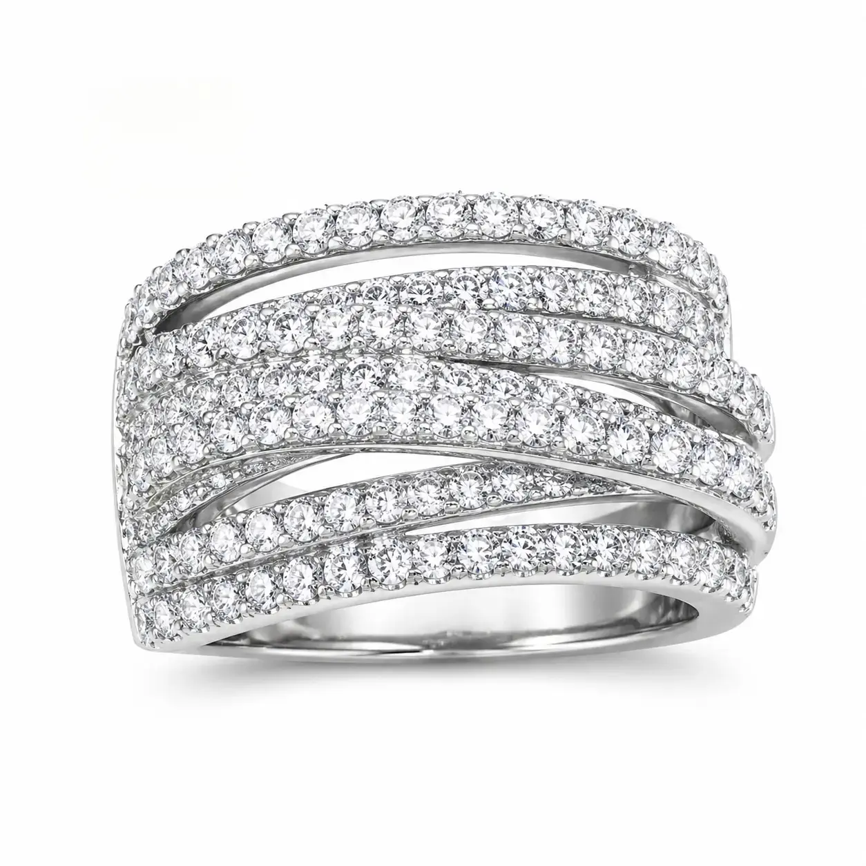 Women's  Wrap-Around Ring, Luxury Jewelry for Gifts, Refined Elegance for Formal Events, Sparkling Stones, Hypoallergenic & Comfortable Fit
