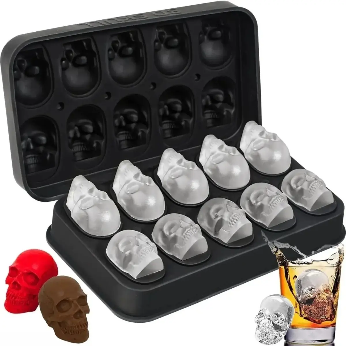 Skull Shape Silicone Ice Cube Tray - 10-Cavity Reusable Flexible Novelty Mold, Durable Kitchen Gadget for No-Candy Chocolate Making, DIY Bag Accessories & Home Bar Party Drinks, Baking, Resin Crafts, Diy Crafts tiktokshopbacktoschool, Multiple Uses