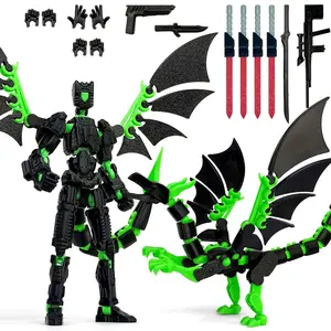 2PCS T13 3D Printed Action Figure Set (Already Assembled) Multi Joint Movable Action Figure, Multi Joint Movable Flying Dragon,