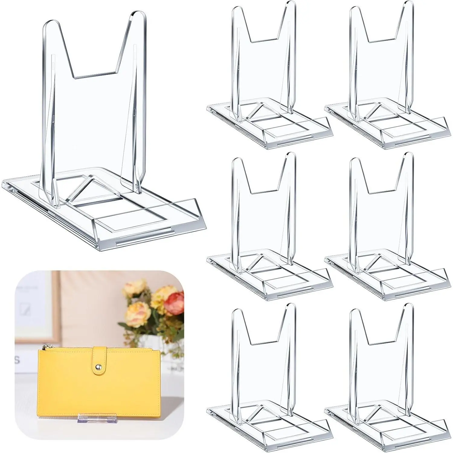6 Packs Adjustable Clear Acrylic Purse Display Stand Handbag Wallet Jewelry Organizer for Party Wedding Home Birthday DecorationGift