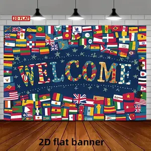 2D Flat Dimensional Flat Design Showcasing Flags from Different Nations, Perfect for Photography Backdrops And Home Decoration, Great for Wall Art, Door Displays, And Event Party Decorations