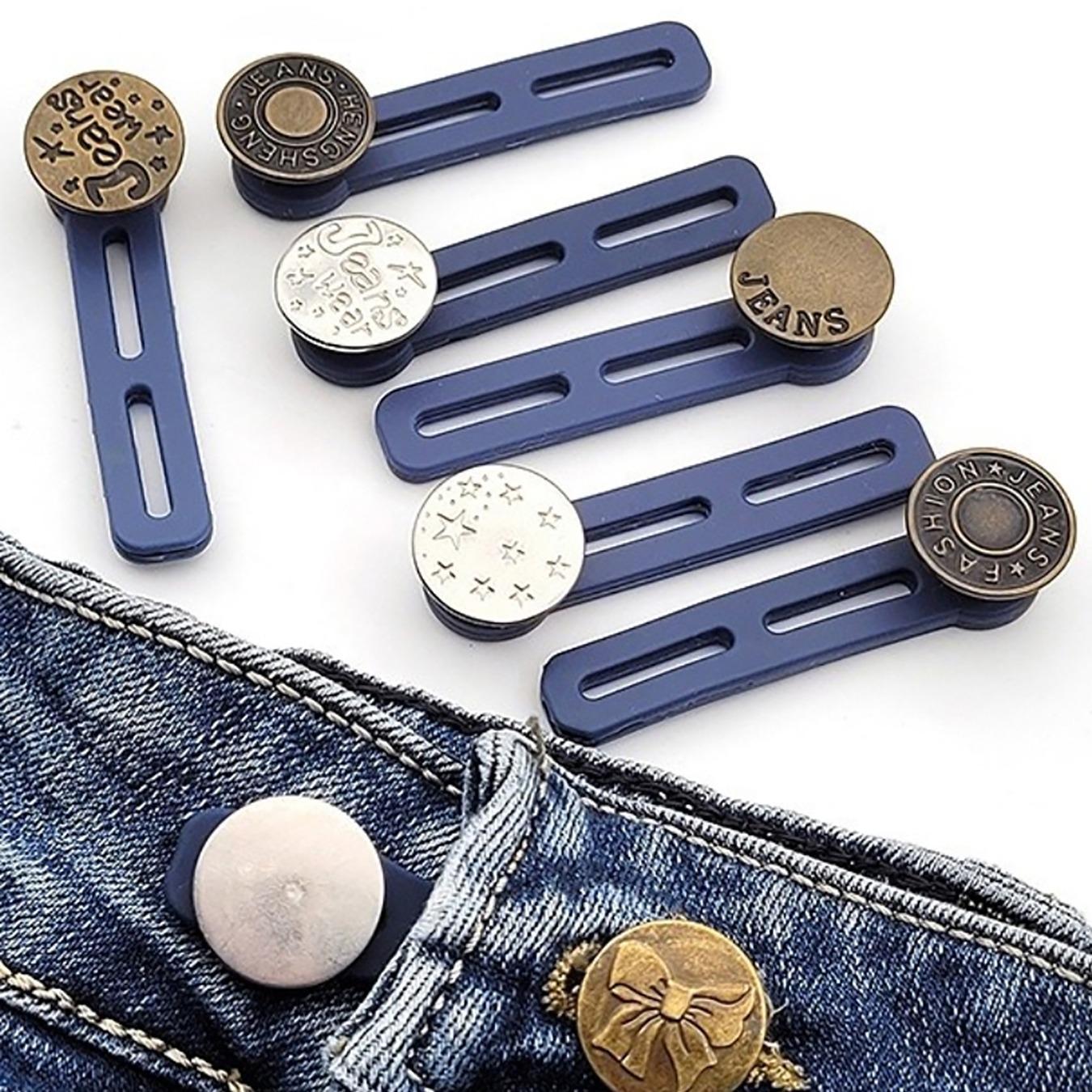 Random Style Button Extender for Pants, 4 Counts Adjustable Waist Button, Retractable Waistband Extender, No Sew Buttons, Easy To Use and No Tools Required, Sewing Accessories