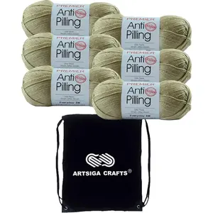 Yarns Anti-Pilling DK Solids Meadow 1107-62 (6-Skeins-Same Dye Lot) DK Light Worsted #3 Anti-Pilling Acrylic Yarn for Crocheting and with Project Bag
