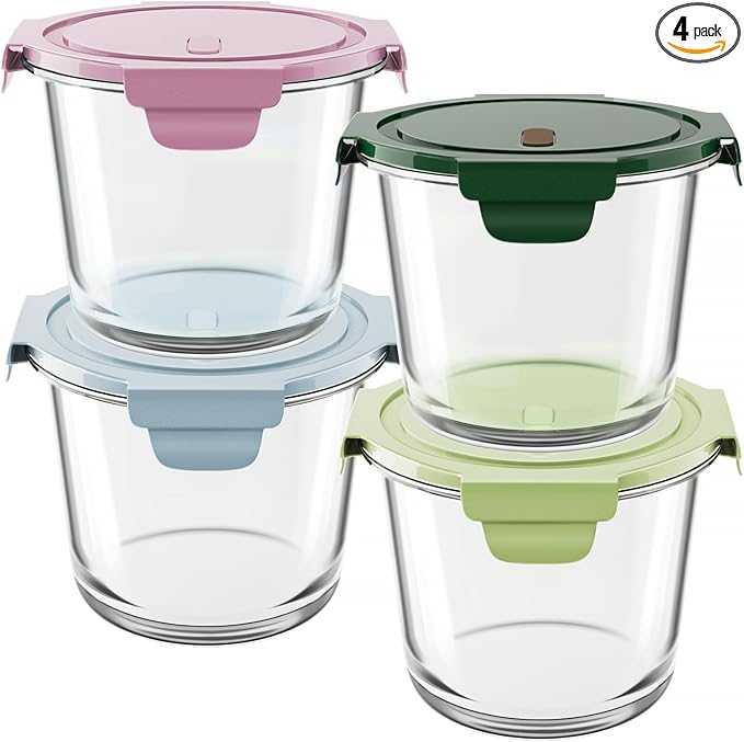 4 PCS Glass Meal Prep Containers with Lids, Airtight 3-Cup Glass Storage  Containers Set, Heat-Resistant BPA-Free for Soup Leftover,  Vegetable,Fruit,Microwave, Dishwasher, and Freezer Safe (4 Packs Mixed  colors) - TikTok Shop