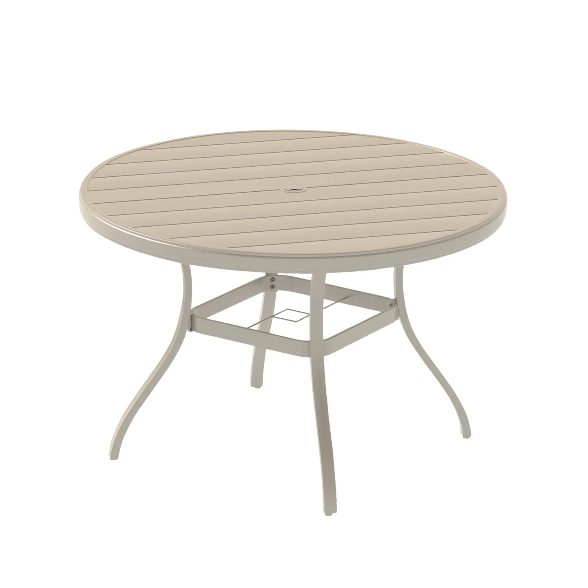 ARCH Round Outdoor Patio Table - 52.95 in All-Weather Steel Table with Umbrella Hole, Sandstone Powder-Coated Finish, Weather-Resistant, Seats 6-7, Easy Assembly for Garden Deck Backyard