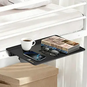 Bedside Shelf for Bunk Bed & Dorm, College Essentials, Loft Bed, Floating Desk Tray, Bedside Caddy with Storage, Loft Nightstand Decor - Cable Organizer, Black