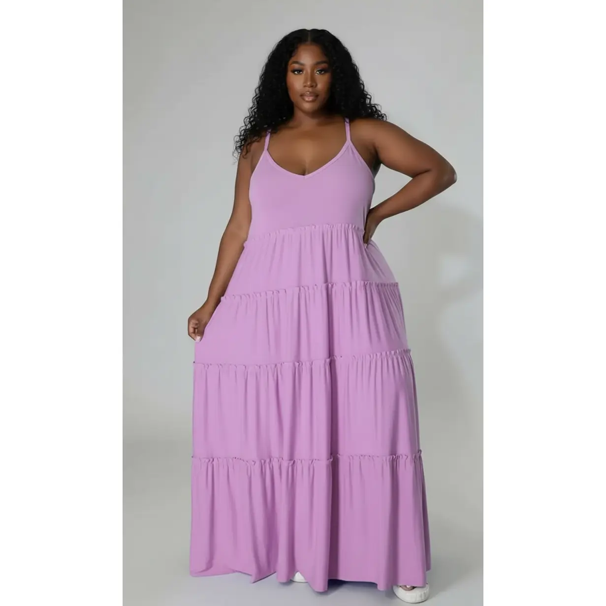 JOYPAY Sundresses for Women Plus Size, Flowy Tiered Polyester Maxi with Adjustable Straps for Beach Vacation or Party