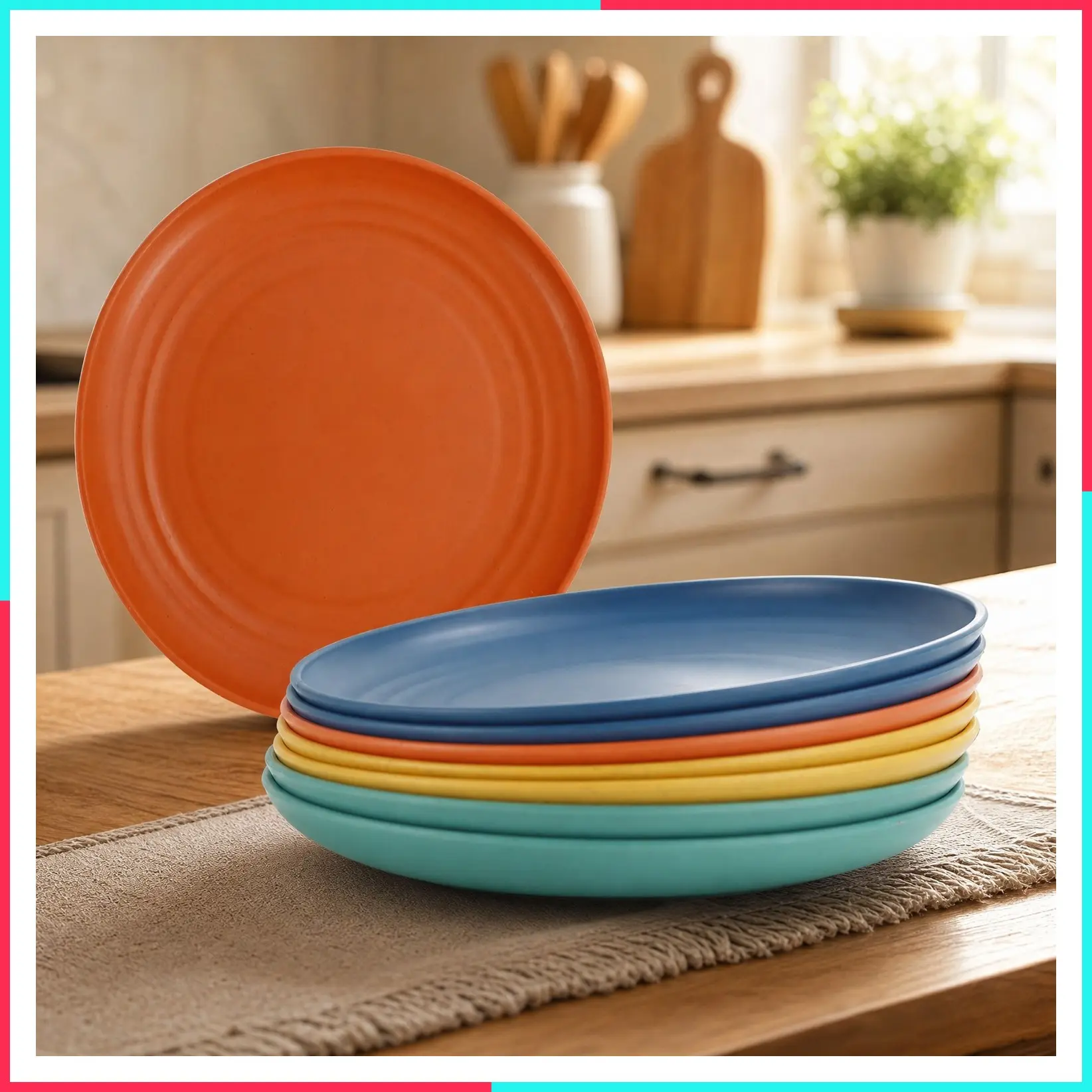 5.7 Inch Small Plates Set of 8 - Wheat Straw Mini Plates, Unbreakable & Lightweight for Dessert, Appetizers, Side Dish, Colorful