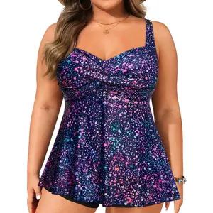 Aqua Eve Plus Flowy Tankini Top for Women, Sports & Outdoor Swimwear Bathing Suit Top  SwimWeek  summervibes